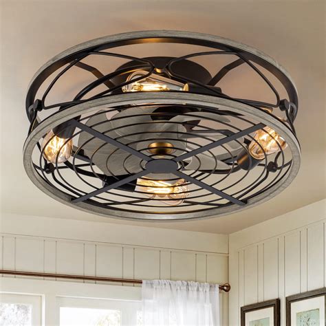 Buy Caged Ceiling Fan With Light Industrial Bladeless Low Profile