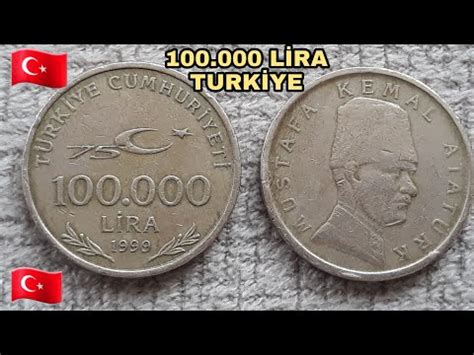 100 000 Bin Türk Lirası 1999 Yılı Türkiye Cumhuriyeti 75 Yıl Dönümü