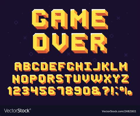 Pixel Game Font Retro Games Text 90s Gaming Vector Image