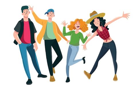 Free Vector Group Of Young People Illustration