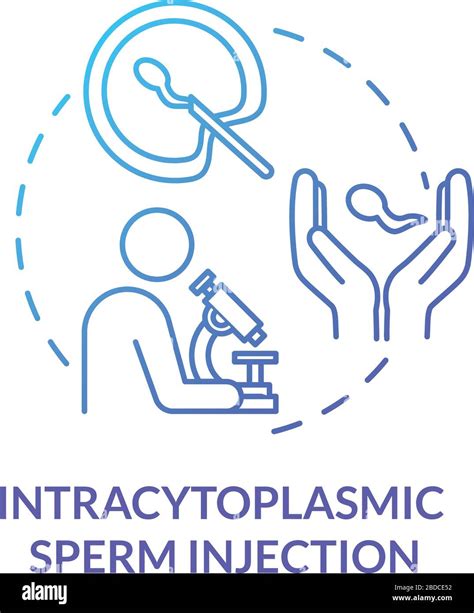 icono de concepto azul de inyección intracitoplasmática de esperma medicina y salud