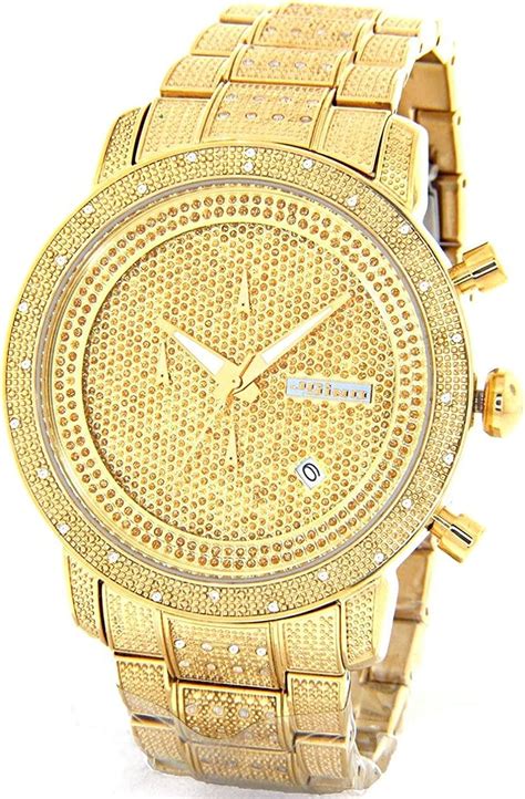 Jojino 105ct Real Diamond Watch Mens Deluxe Gold Tone Case Diamond