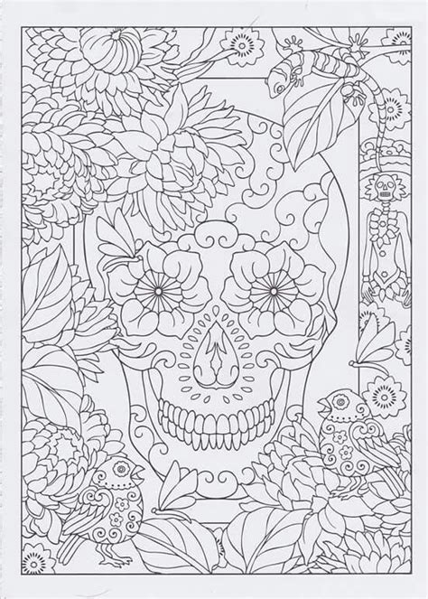 Horror background with skull,candles and cat. Sugar skull adult coloring page | Skull coloring pages ...