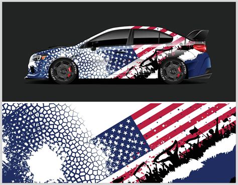 American Flag Car Wrap Graphic Livery Design Full Vector Eps 10