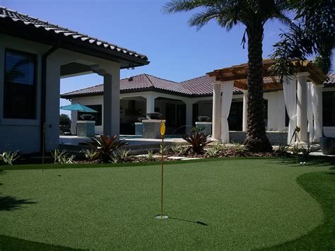 Residential Putting Green Mediterranean Landscape Tampa By