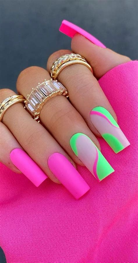 Best Summer Nails 2021 To Rock Your Look Green And Pink Neon Nails Nails Neon Acrylic Nails