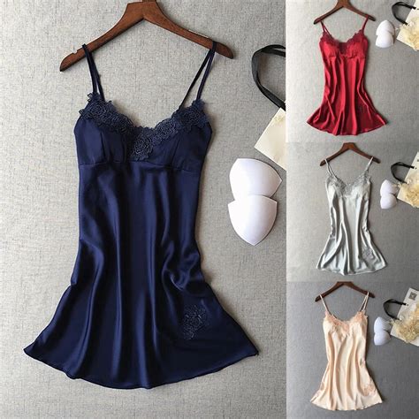 Hirigin 2018 New Womens Satin Silk Sleepwear Nightdress Sleeveless V
