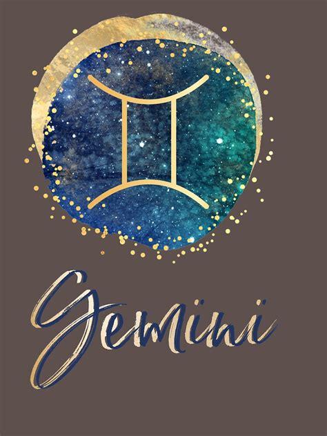 Gemini Zodiac Sign Gold And Blue Galaxy T Shirt By