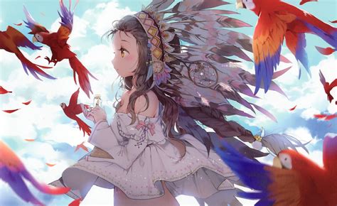 Original Characters Anime Anime Girls Birds Train