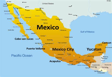 Mexico Map Showing Attractions And Accommodation