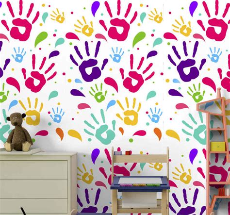 Colorful Hands Wallpaper Paintings Tenstickers