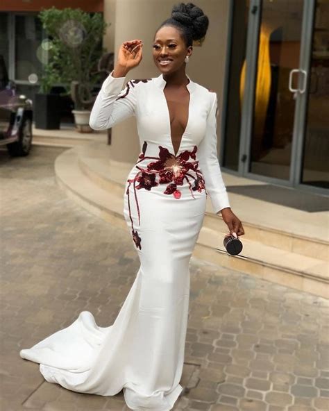 Simple White With Embroidery African Evening Dresses African Fashion