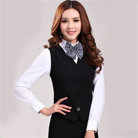 Office Lady Waistcoat Women Plus Size Business Career Ladies Vest Work Wear Uniforms Slim V Neck