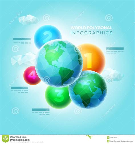 Polygonal World Infographic Stock Vector Illustration Of Global Page