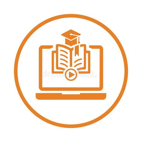 Study Online Education Ebook Learning Icon Orange Vector Sketch