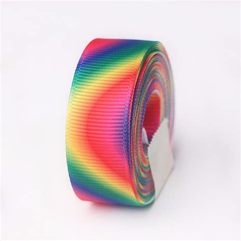 Custom Durable Polyester Bright Coloured Wave Rainbow Ribbon From China