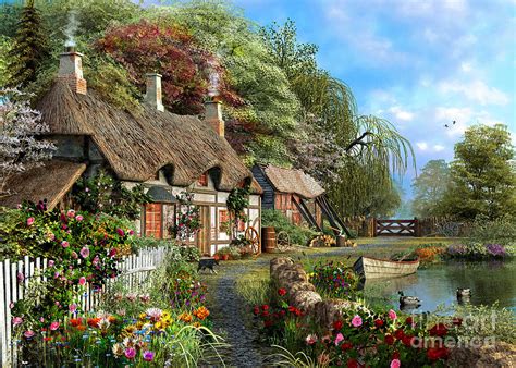 Riverside Home In Bloom Digital Art By Dominic Davison