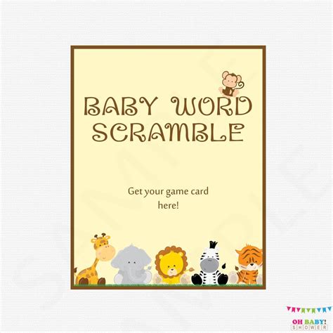 Safari Printables Safari Baby Shower Word Scramble Games Etsy
