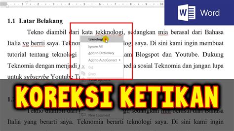 Cara Koreksi Ketikan (Ejaan) Bahasa Indonesia di Word