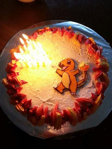 Charmander Cake For My Brother Butter Cream Flames Around The Edges