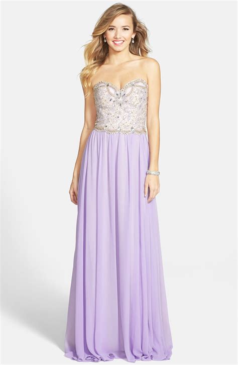 Terani Couture Embellished Bodice Strapless Chiffon Gown Nordstrom