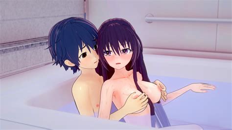 rule 34 bath bathroom completely nude date a live erect nipples itsuka shido koikatsu male