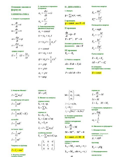 Basic Physics Laws and Formulas BG