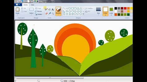 How To Draw Scenery In Ms Paint Youtube