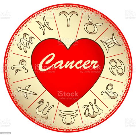 Zodiac Sign Cancer For Lovers On Valentines Day Vector Illustration
