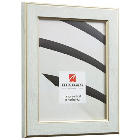 Craig Frames Crackle 12x16 Inch Picture Frame Cracked White With Gold