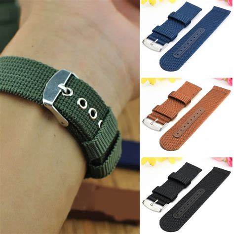 Military Army Nylon Fabric Canva Wrist Watch Band Strap 18202224mm