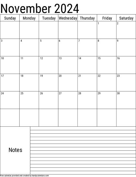 November 2024 Calendar Handy Calendars