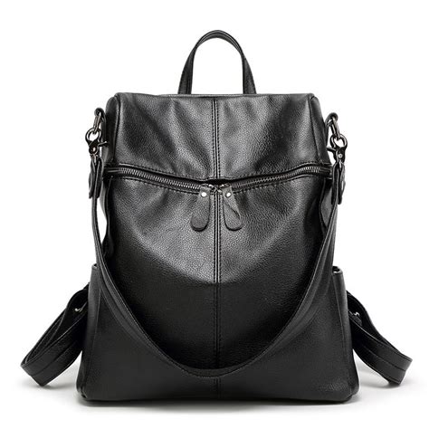 2018 Korean Style Women Backpack Leather Black Shoulder