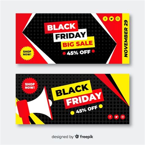 Free Vector Flat Design Black Friday Banners Template