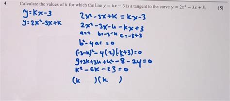 Solved [5] Calculate The Values Of K For Which The Line Y