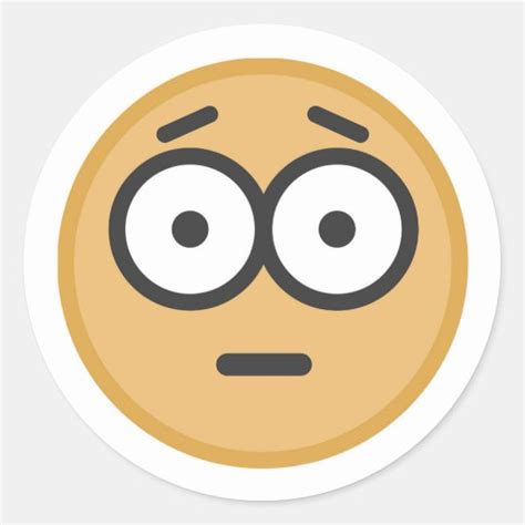 Funny Shocked Worried Emoji Face Classic Round Sticker