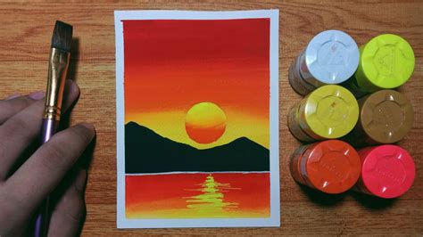 Easy Sunset Poster Color Painting For Beginners Step By Step Tutorial