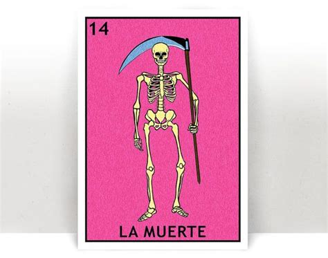 la muerte loteria card the grim reaper mexican bingo art etsy posters art prints digital