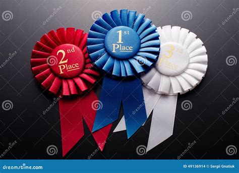 1st 2nd And 3rd Place Pleated Ribbon Rosettes Stock Photo Image Of