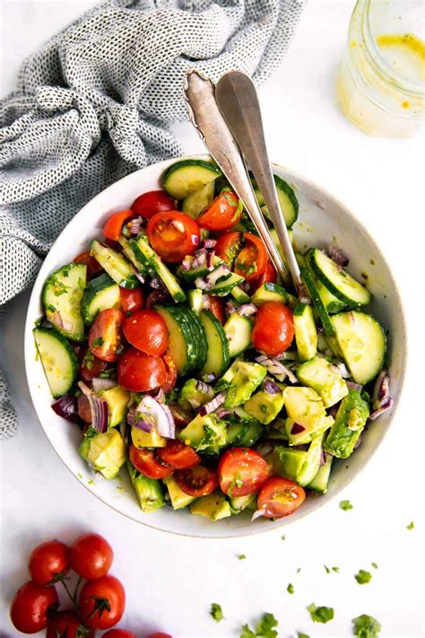 The Best Cucumber Tomato Avocado Salad Recipe Savory Nothings