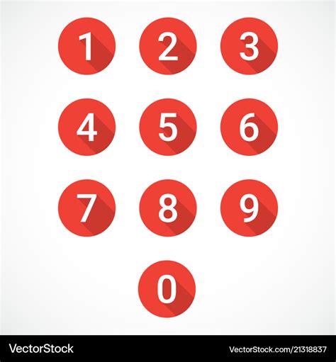 Set Of Red Number Icons Royalty Free Vector Image