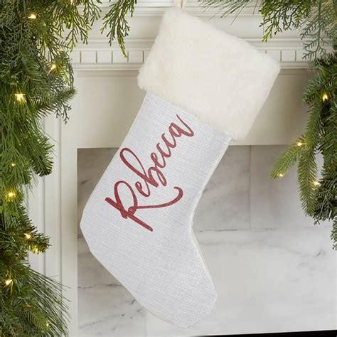 Personalization Mall Scripty Name Personalized Fur Christmas Stocking
