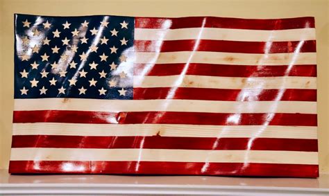 Waving Wooden American Flag Wavy Wood Flag American Flag Etsy