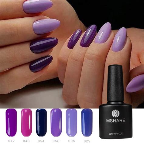 Mshare Purple Gel Enamel Series Pure Color Nail Gel Polish Purple Soak