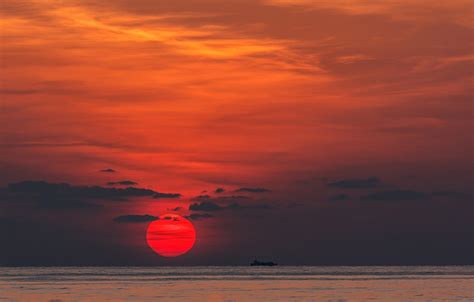 Wallpaper Sea Sunset Ship Sea Sunset Ship Red Sun The Sun Is Red