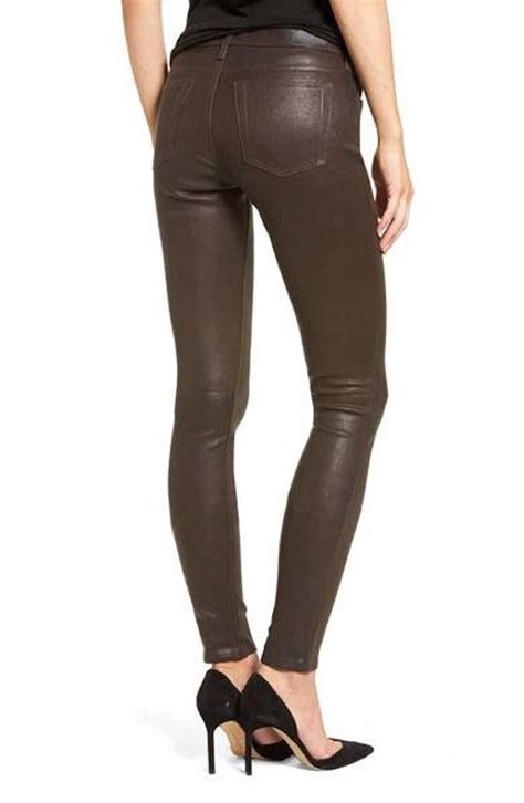 New Trendy Dark Brown Lambskin Leather Pant For Women Pencil Etsy Uk