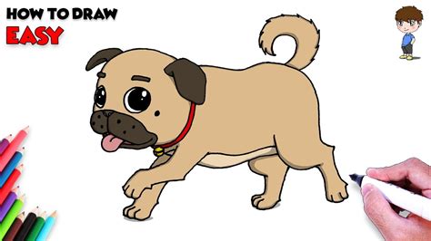 How To Draw A Dog Pug Easy Step By Step Dog Drawing Coloring Pages