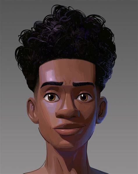 Digital Painting Of Miles Morales With Curly Hair