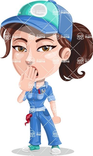 Handy Mechanic Woman Cartoon Vector Character Set Feeling Bored And