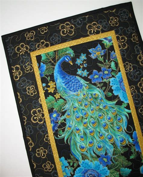 Peacock Wall Art No 4 Or Table Runner Quilted Fabric From Etsy Peacock Wall Art Wall Art